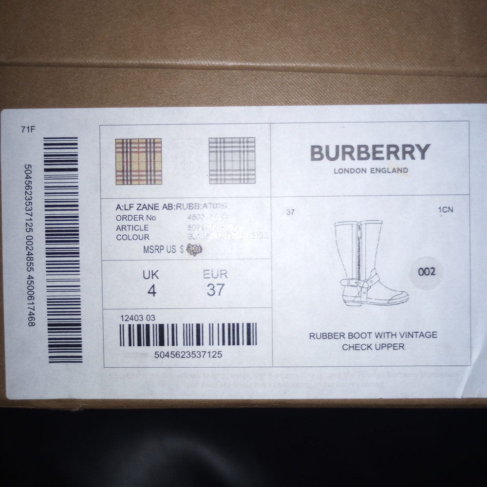 Black and Plaid Rain Boots - Picture 2 of 4
